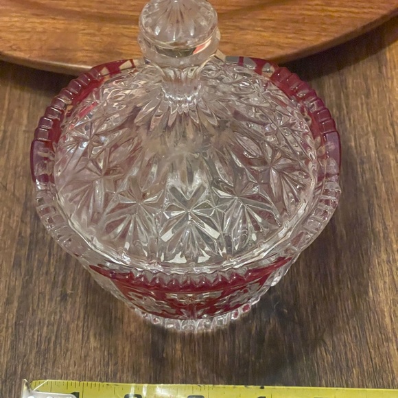 5h Avenue Rosaline Candy Dish Ruby 5" Crystal Glass Lid USA #ES106 - Picture 6 of 7